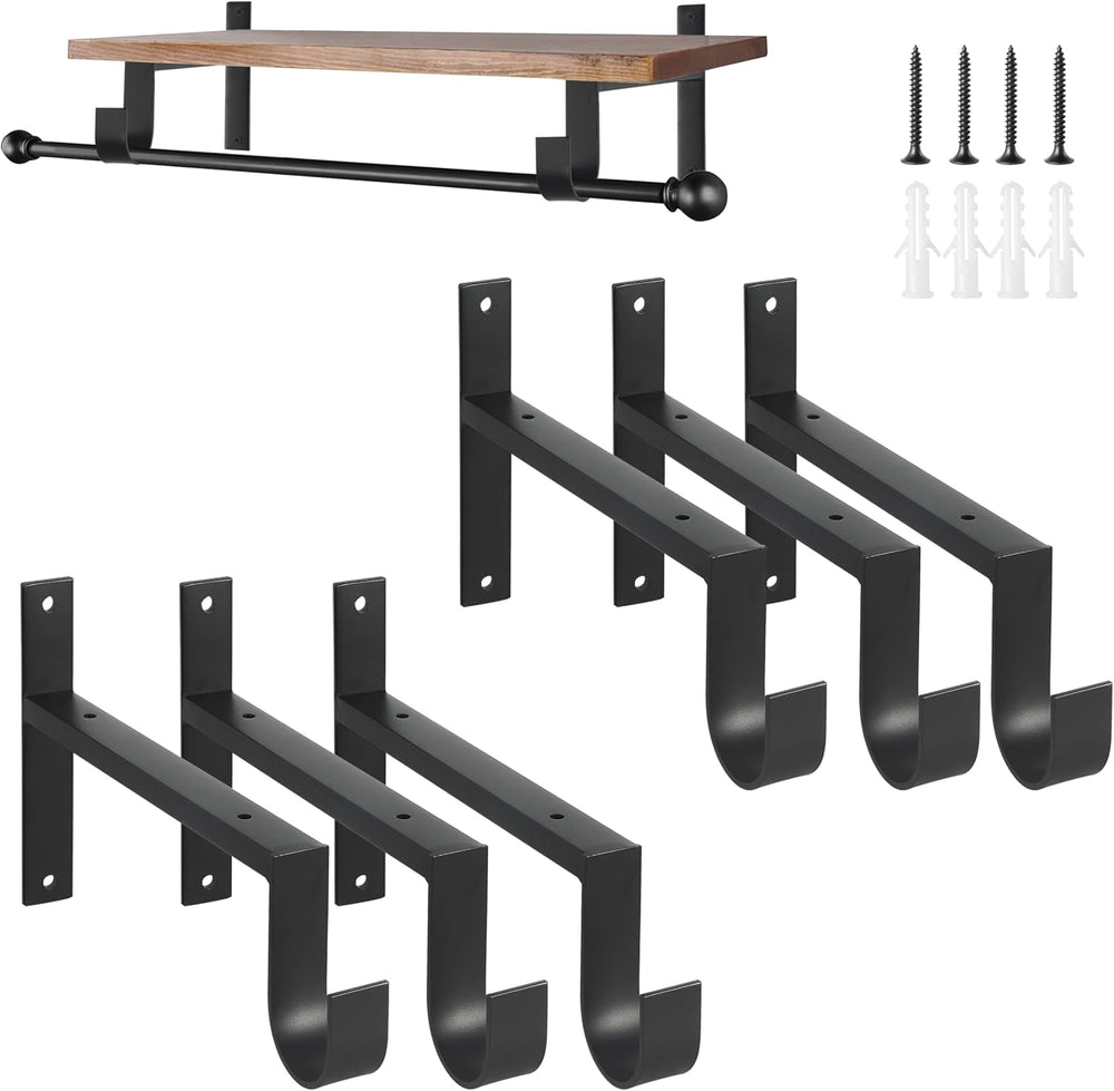 AddGrace Heavy Duty Closet Rod and Shelf Brackets 10 Inch 6 Pack