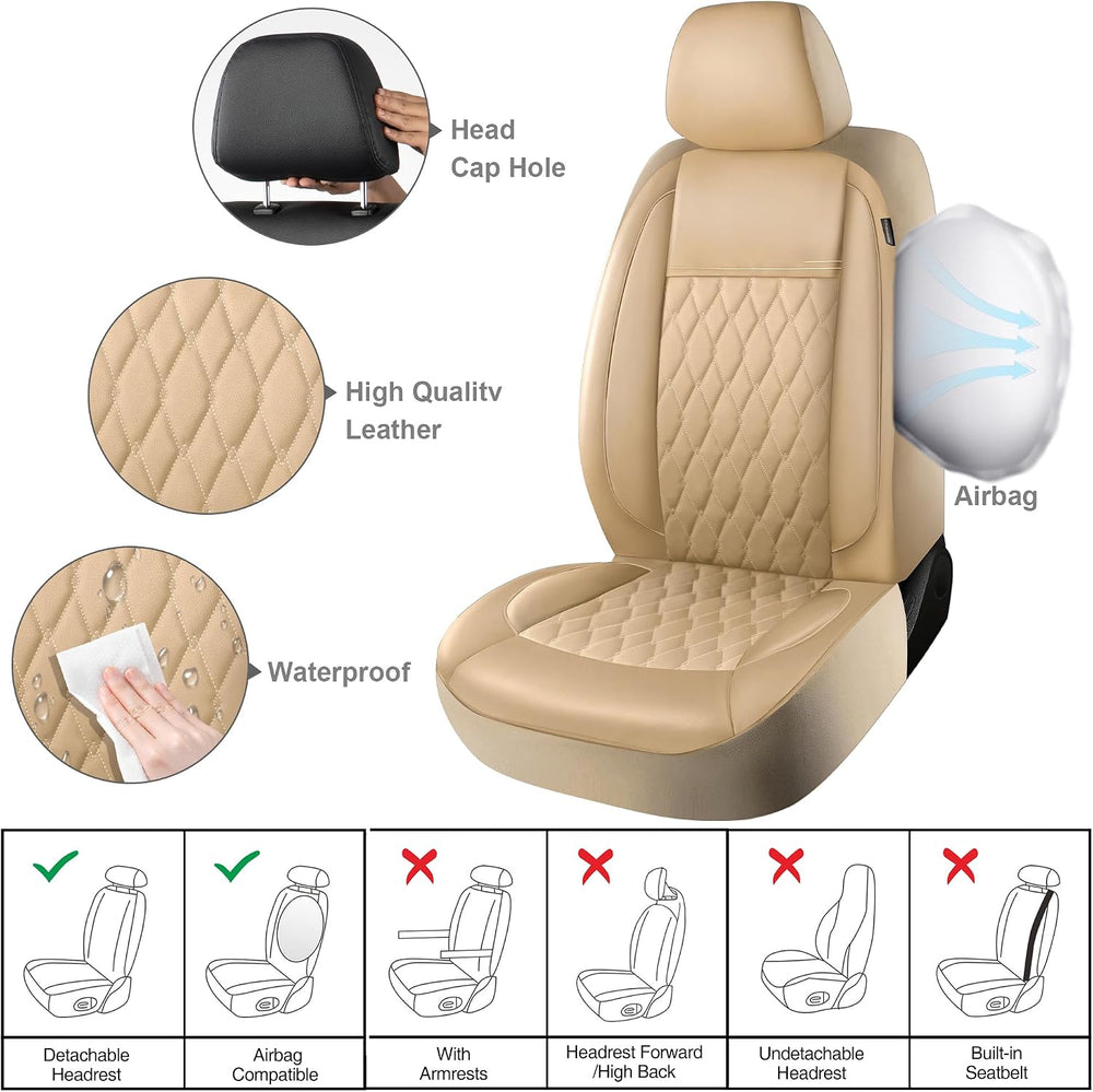 CAROMOP Faux Leather Car Seat Covers Full Set,Luxury and Comfortable Covers f...