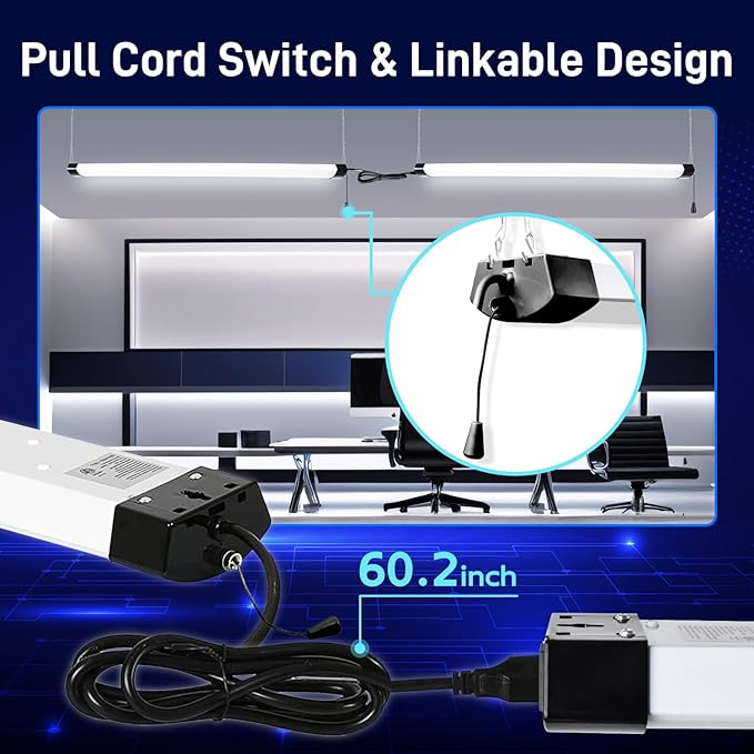 hykolity 120W LED Shop Light Linkable, 5000K 4FT Black Utility Shop Lights