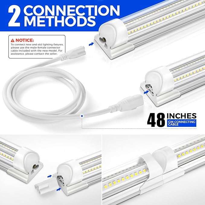 Barrina 8FT LED Shop Light, 100W 15000LM 6500K Super Bright White, Linkable T...