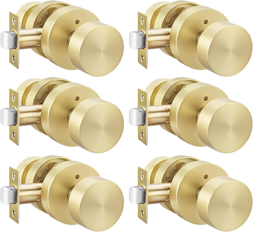 Haidms Brushed Gold Door Knob Interior Privacy Door Knobs 6 Pack