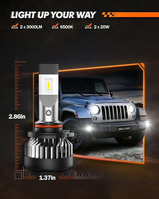 SEALIGHT H10 9145 LED Fog Light Bulbs or DRL, 600% Brightness 6500K Cool Whit...