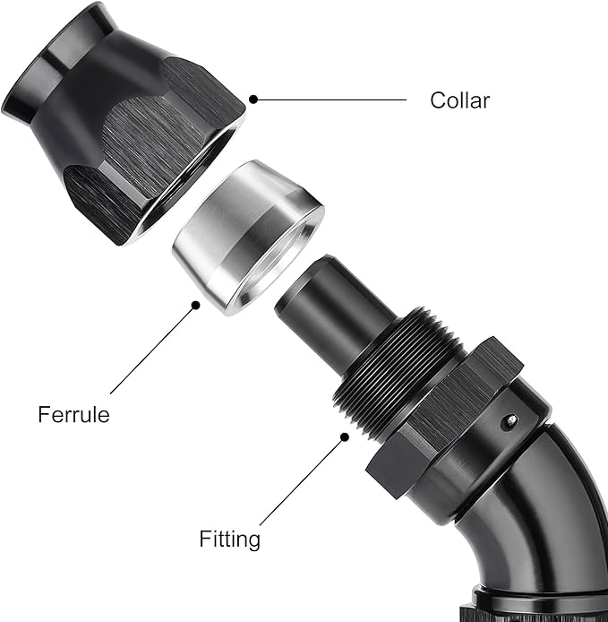 EVIL ENERGY 12AN 45 Degree PTFE One Piece Full Flow End Hose Fitting Aluminum
