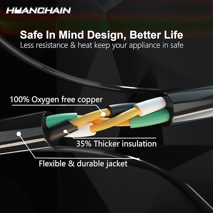 HUANCHAIN 16/3 Gauge 200 ft Extension Cord Outdoor Waterproof