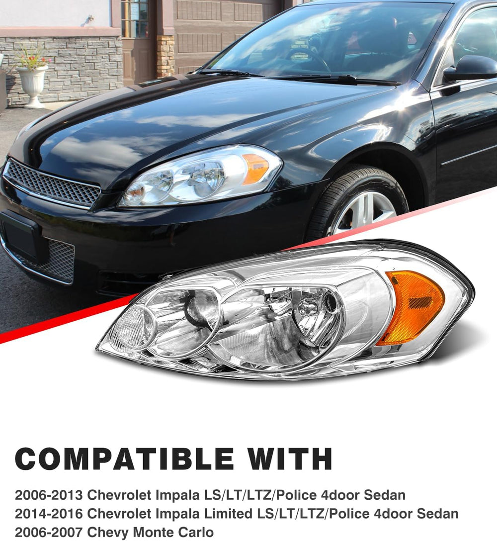 for 2006-2013 Chevy Impala 2006-2007 Chevy Monte Carlo Headlight Assembly Com...