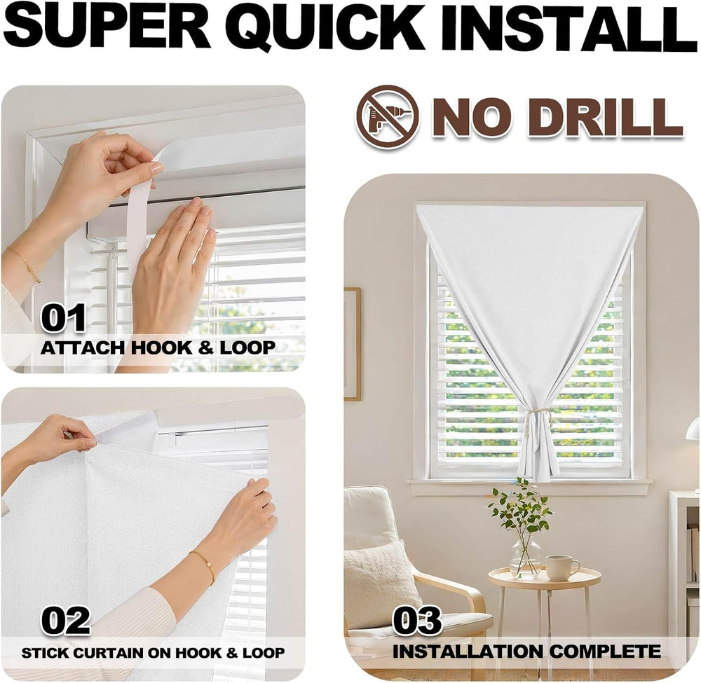 Jilron Adhesive Curtain,100% Blackout Shades,No Rod,Easy to Install,Provides ...