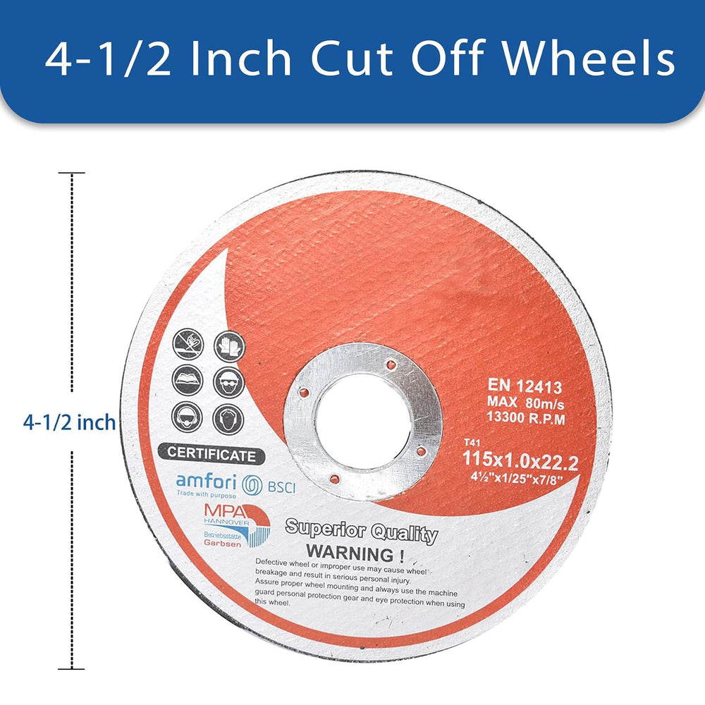 WFLNHB 100 Pack 4-1/2 Inch Cut Off Wheels for Metal and Stainless Steel Cutti...