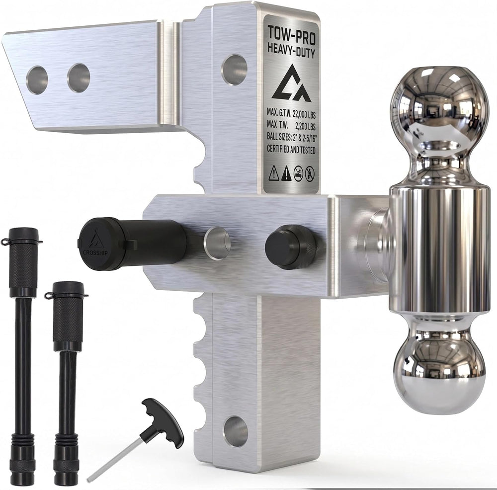 Adjustable Trailer Hitch - Heavy Duty Aluminum Drop Drawbar Hitch - Fits 2.5&...