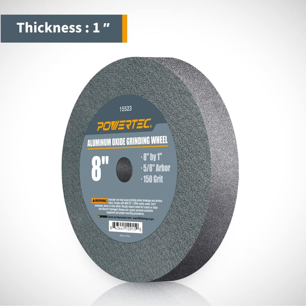 POWERTEC Bench Grinder Wheel 8 Inch 120 & 150 Grit, White Aluminum Oxide ...