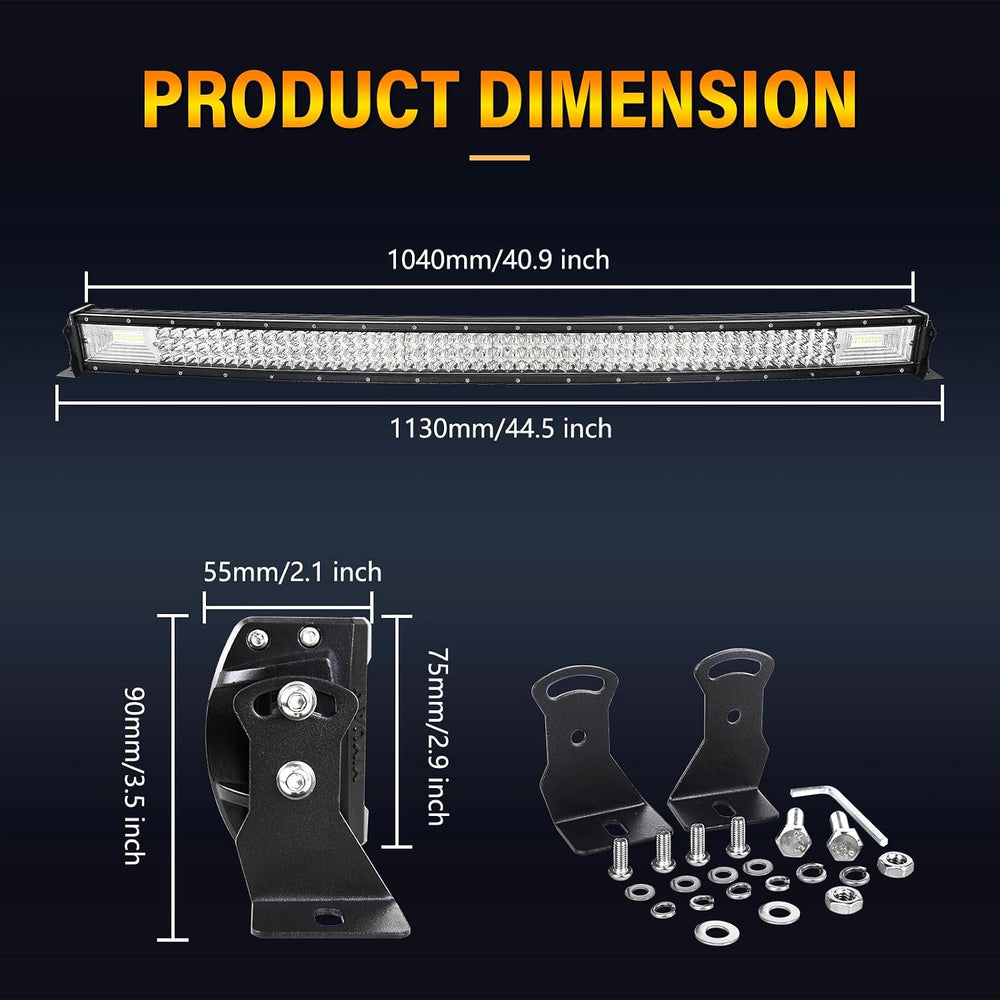AUXTINGS 42 inch Curved LED Light Bar with Remote Controller Wiring Harness,5...
