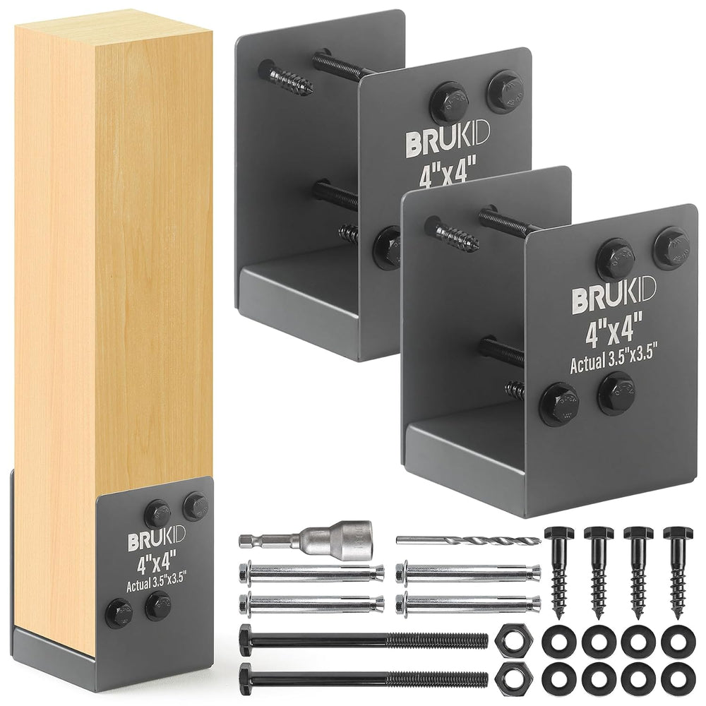 Stainless Steel 4 x 4 (Actual: 3.5" x 3.5") Deck Post Base, Post An...