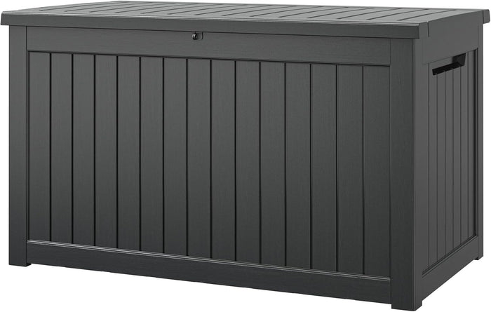 300 Gal Deck Box,Outdoor Storage Box Waterproof Lockable,Gas Lift,Black