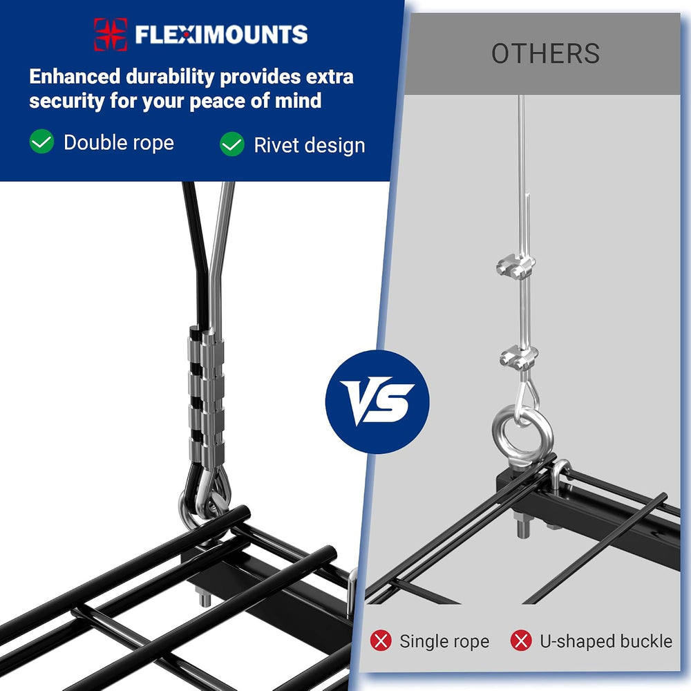 FLEXIMOUNTS Overhead Garage Storage Rack, 4x4 Ft Heavy-Duty Garage Ceiling St...