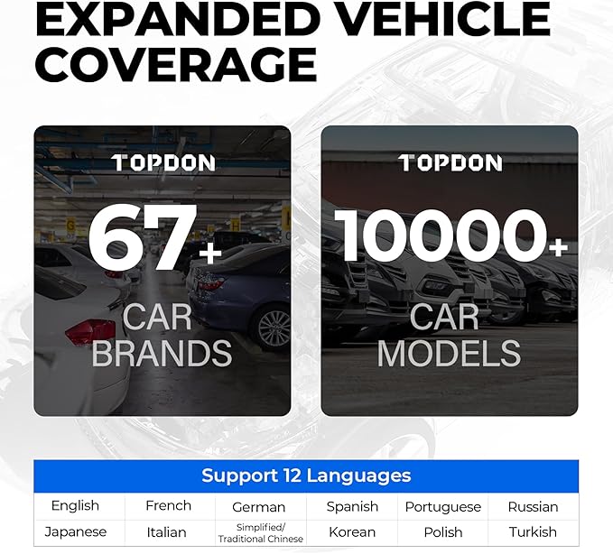 OBD2 Scanner TOPDON AD500, Oil SAS Throttle TPMS BMS EPB Reset, Engine ABS SRS