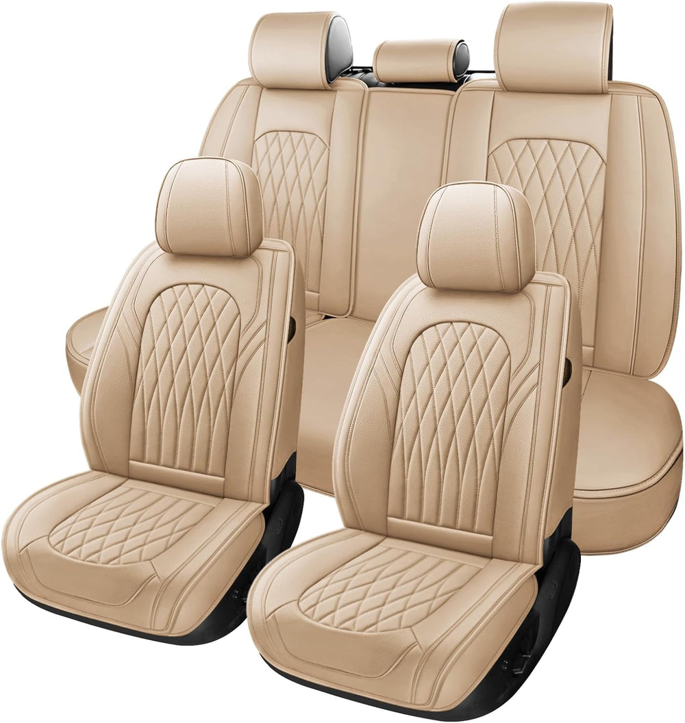 WELLDO Car Seat Covers Full Set, Leather Seat Covers