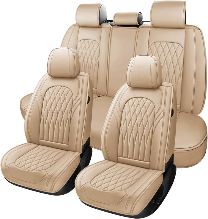 WELLDO Car Seat Covers Full Set, Leather Seat Covers