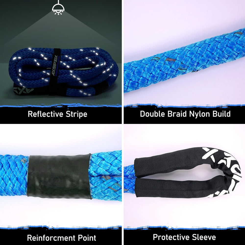 Kinetic Recovery Rope Kit (Reflective), 1.25in x 30ft 56,000Lbs, 35% High Ela...