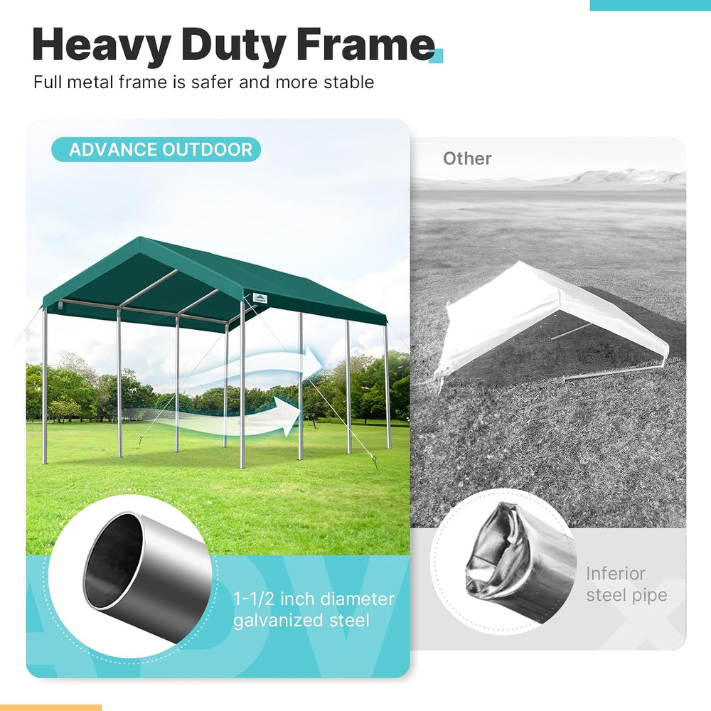 ADVANCE OUTDOOR 10x20 ft Heavy Duty Carport Potable Car Canopy Garage Party T...