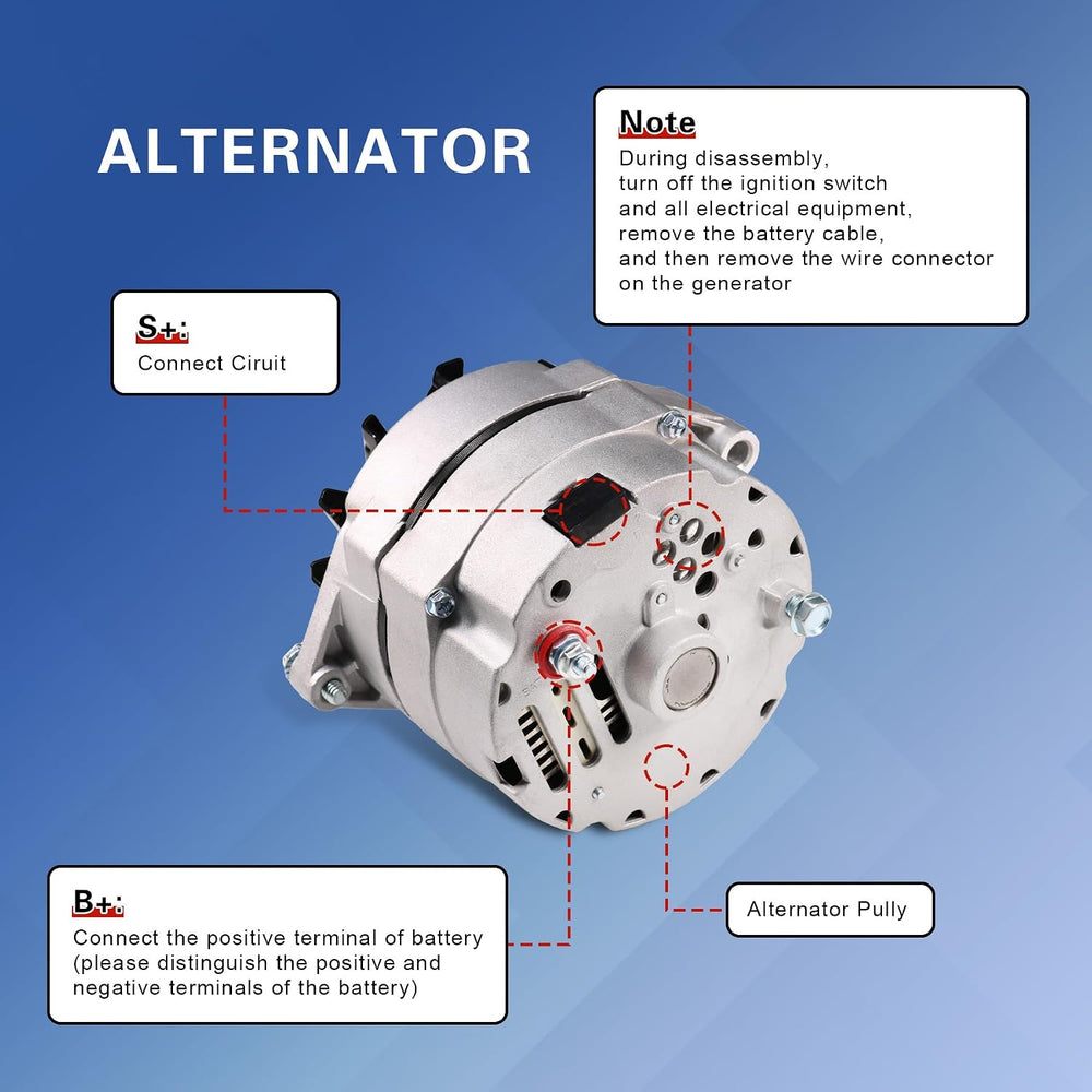 Alternator High Output 105Amp 1-Wire 10SI Self-Exciting Replacement For SBC B...