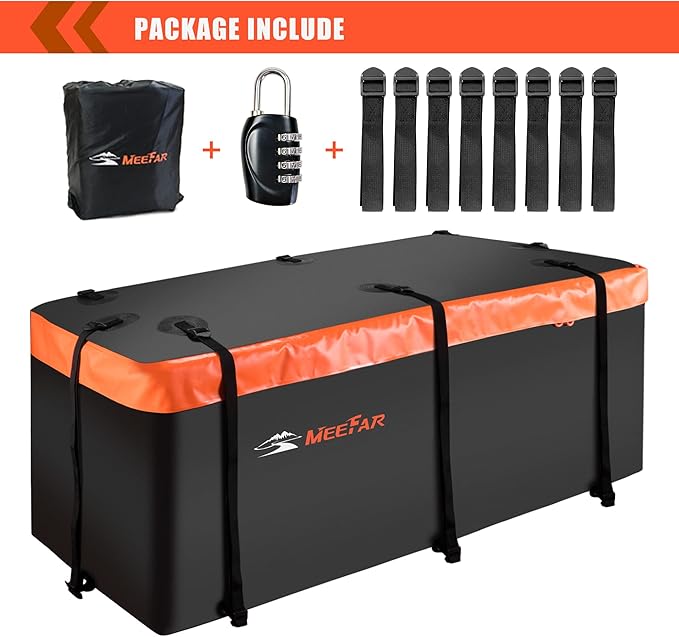 MeeFar Hitch Mount Cargo Carrier Bag Soft Shell 100% Waterproof 15 Cubic Feet