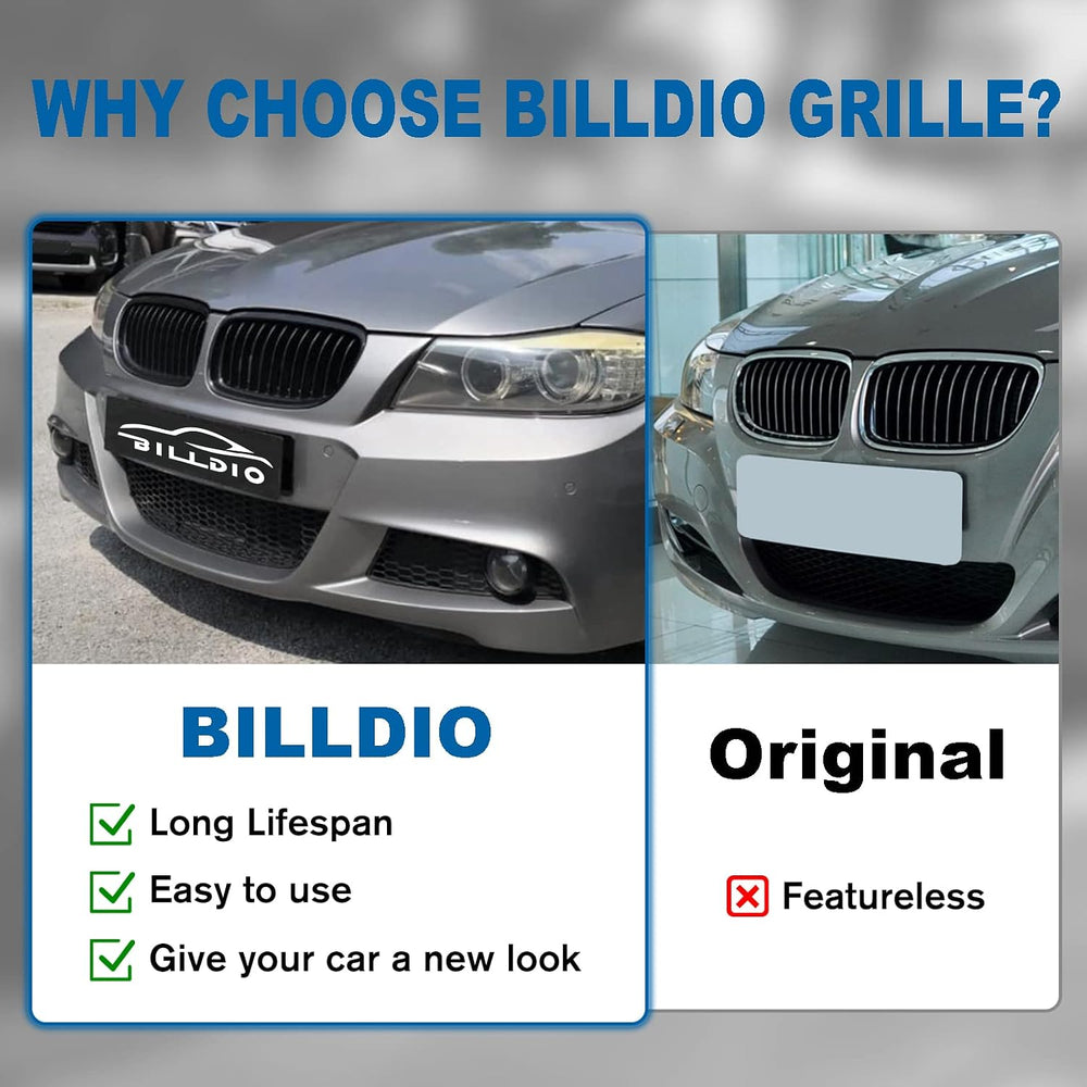 E90 Grille - Black Kidney Single slats Grill Compatible With BMW 3 series E90...