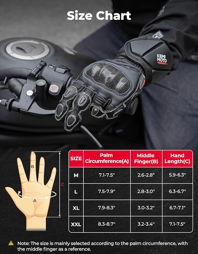 KEMIMOTO Leather Motorcycle Gloves