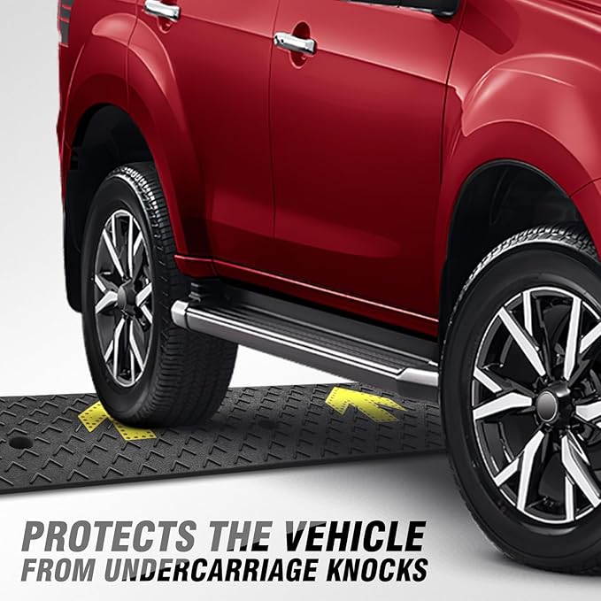 DNA MOTORING 2pcs 4.5" Rise Rubber Arrow Curb Ramp Heavy Duty Loading Th...
