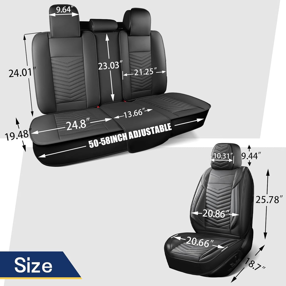 HChengkikz Front Car Seat Cover, Waterproof Faux Leather (Black)