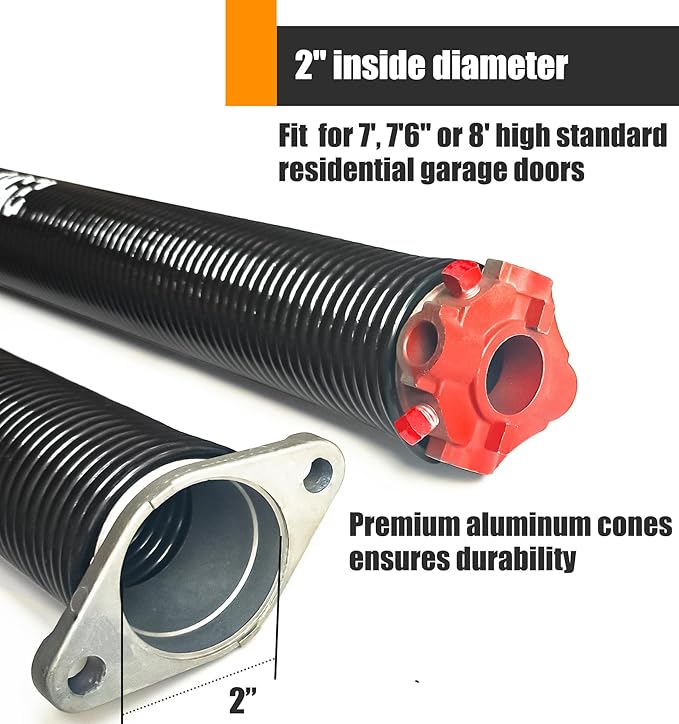 Garage Door Torsion Spring Set, Pair of 2" Electrophoresis Coated Garage...