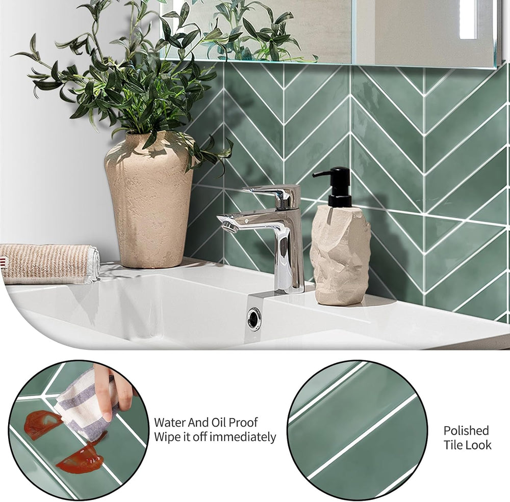 10 Sheets Thicker Herringbone Peel and Stick Backsplash