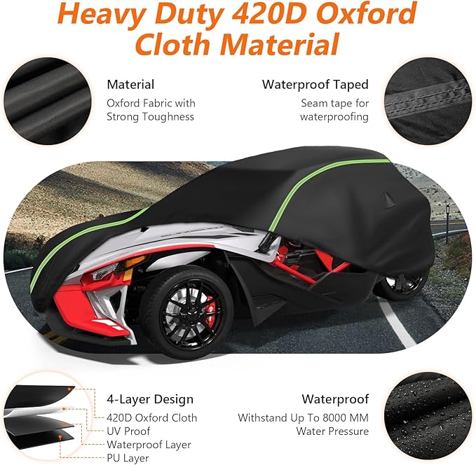 Full Cover Compatible with Polaris Slingshot with Roof, 420D Oxford Cloth
