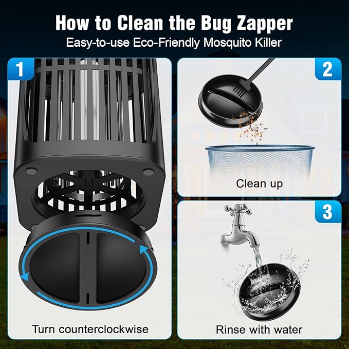 Solar Bug Zapper Outdoor and Indoor, Dual Folding Solar Panel