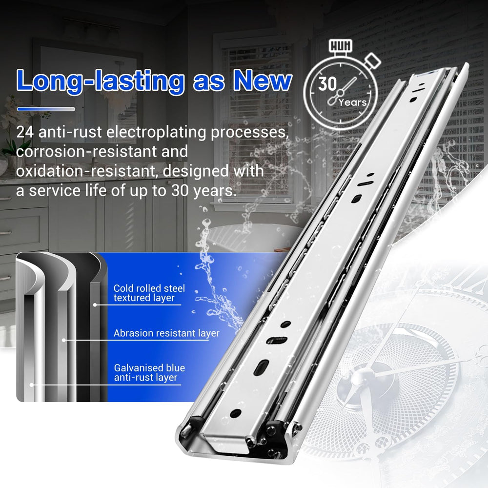 Heavy Duty Drawer Slides Full Extension Side Mount 14 16 18 20 22 24 26 28 30...