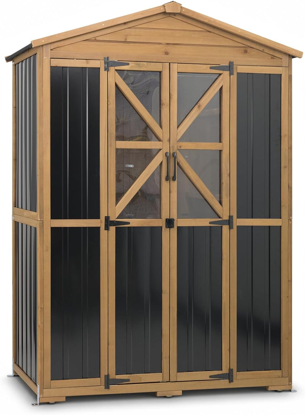 Outdoor Storage Cabinet, Weatherproof Garden Shed with 6 Shelves for Tools