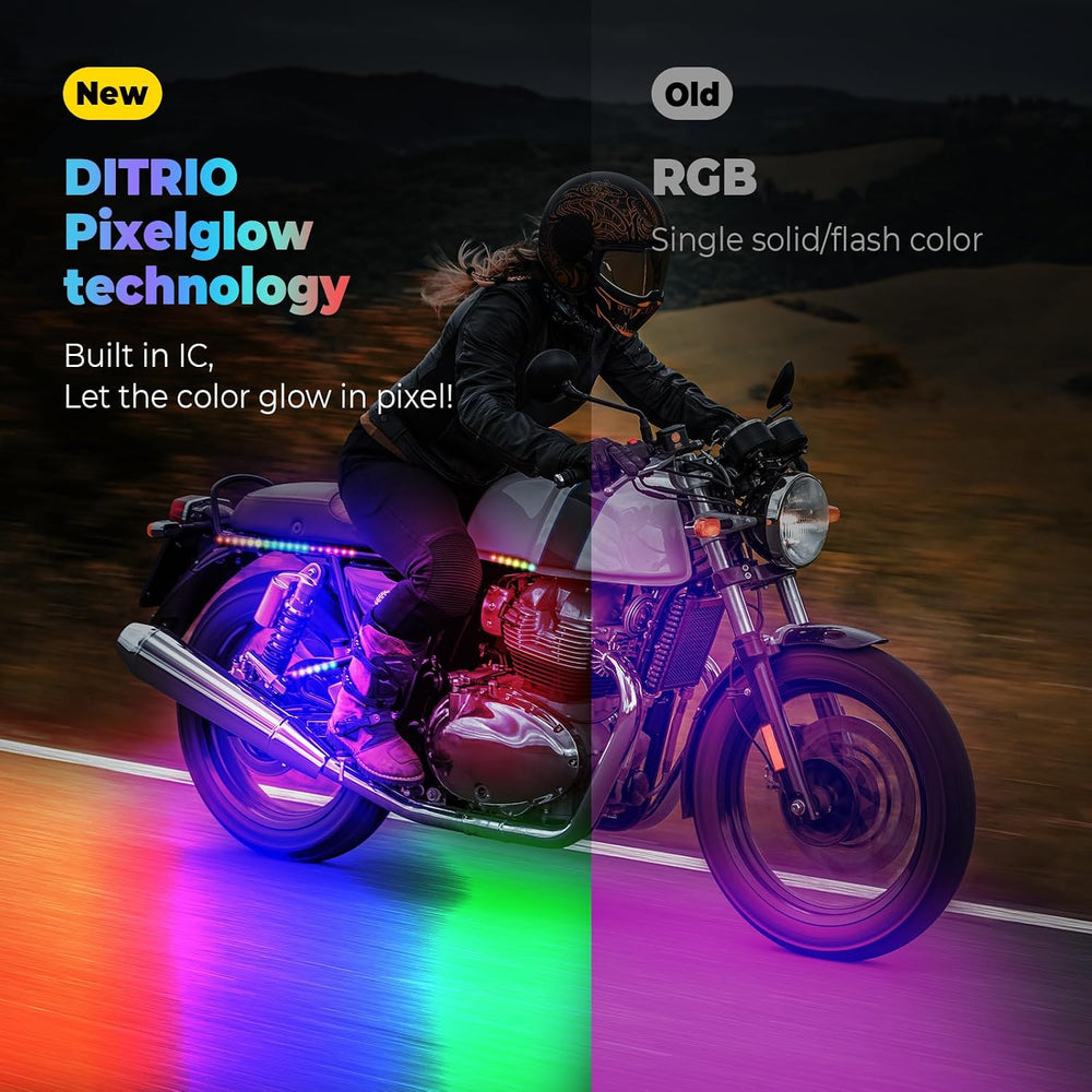 12PCS Motorcycle Underglow Kit with APP/Remote Control,Pixelglow Effect