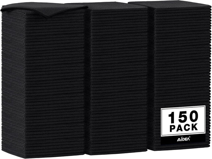 AIDEA Microfiber Cleaning Cloth Black 150PK, Microfiber Towels