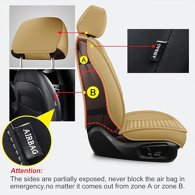 LINGVIDO Car Seat Covers, Breathable and Waterproof Faux Leather Automotive