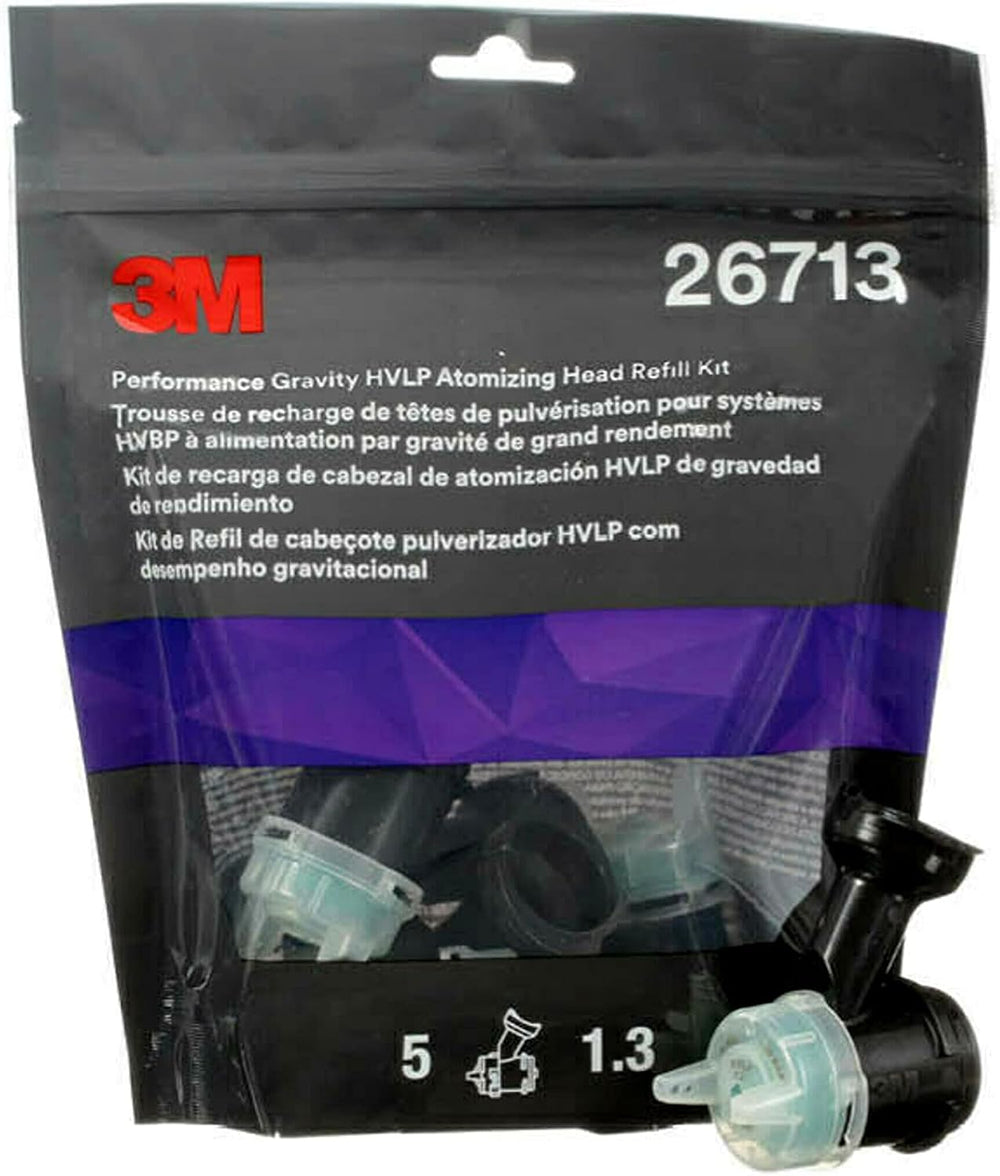 3M Performance Gravity HVLP Atomizing Head Refill Kit, Size 1.3, (5 Pack)