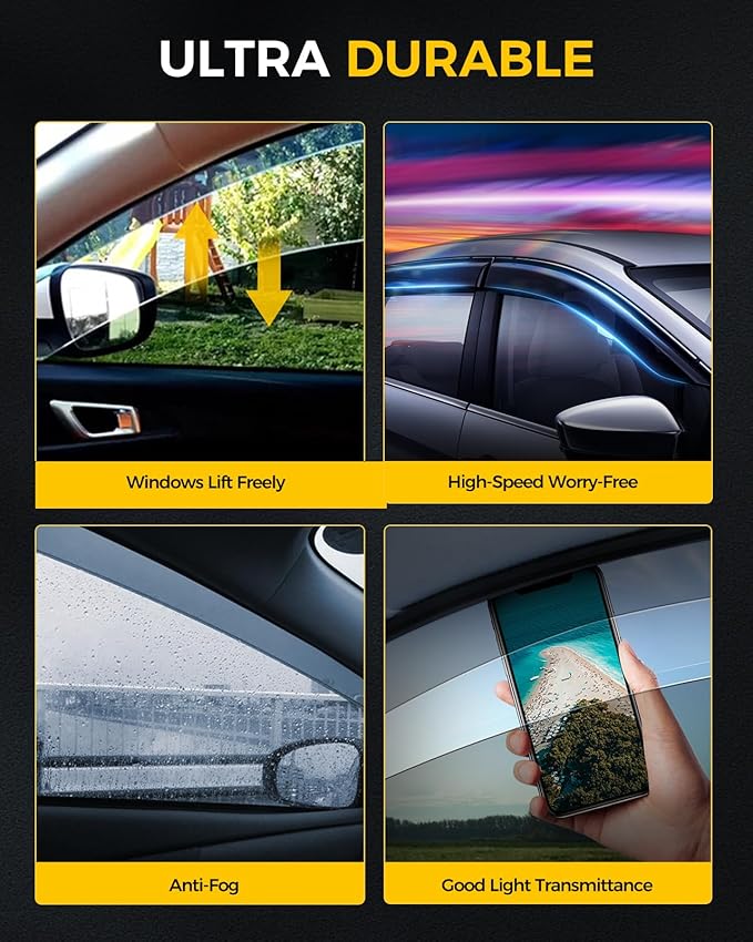 Rain Guards for Car Windows, Tape-On Window Visors Rain Guards Fit for Honda ...