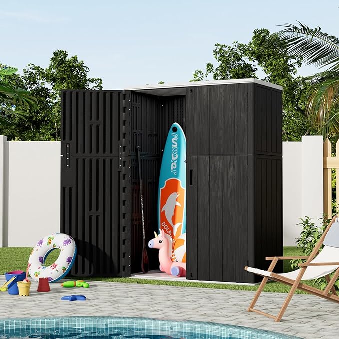 KINYING Outdoor Vertical Storage Shed, 57 Cu.ft Outdoor Storage Cabinet