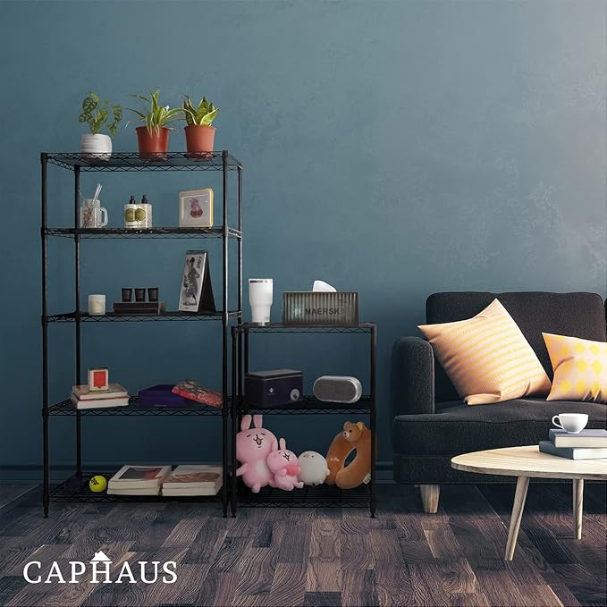 CAPHAUS 4-Tier Adjustable Height Wire Shelving Unit, Wire Rack Shelving