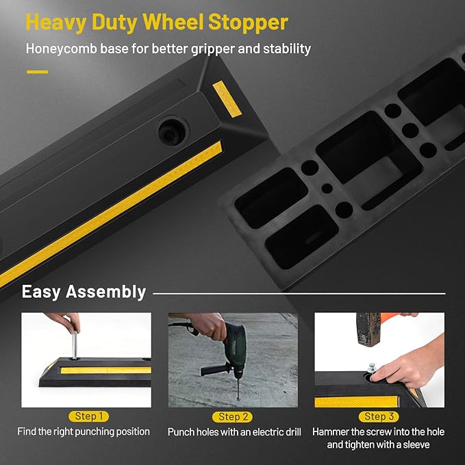 IRONMAX 2 Pack Parking Block, 21.5" Long Rubber Curb