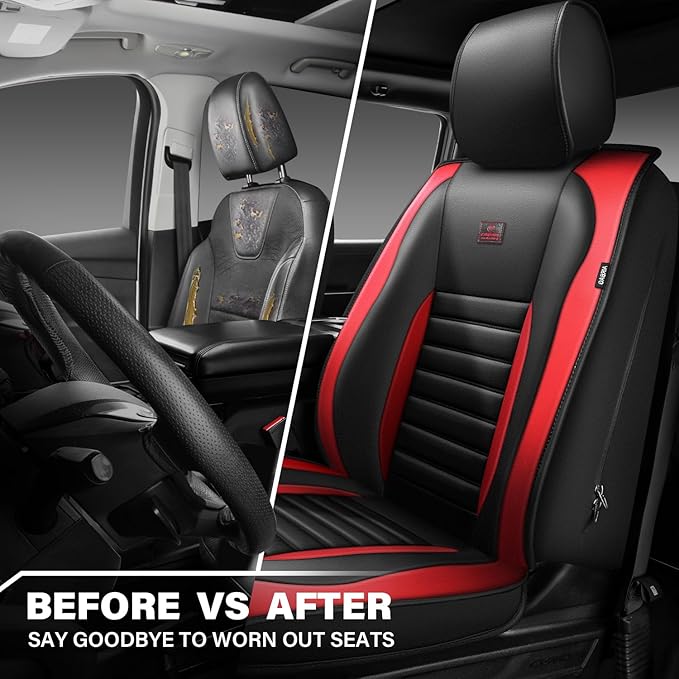 CAR PASS Nappa Leather Car Seat Covers Front Seats, Luxury Seat Protector