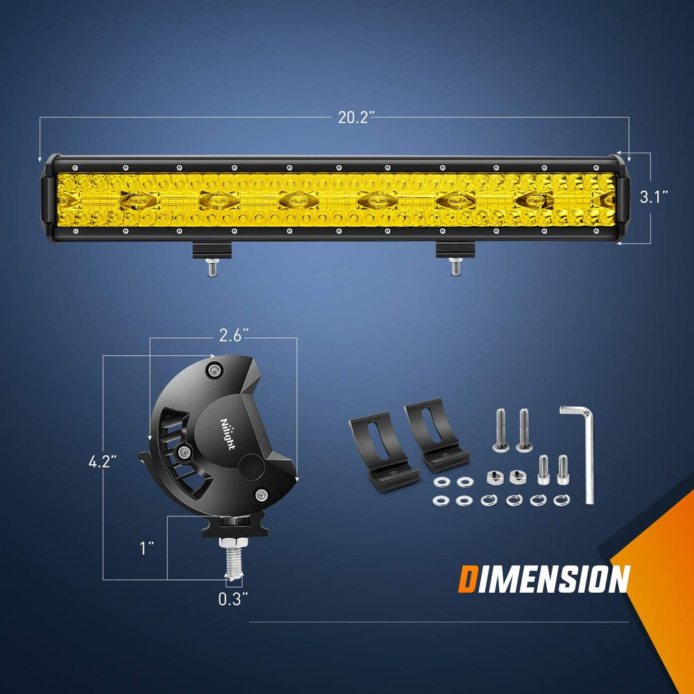 Nilight LED Light Bar 20Inch 420W Yellow Flood Spot Combo Triple Row Driving ...