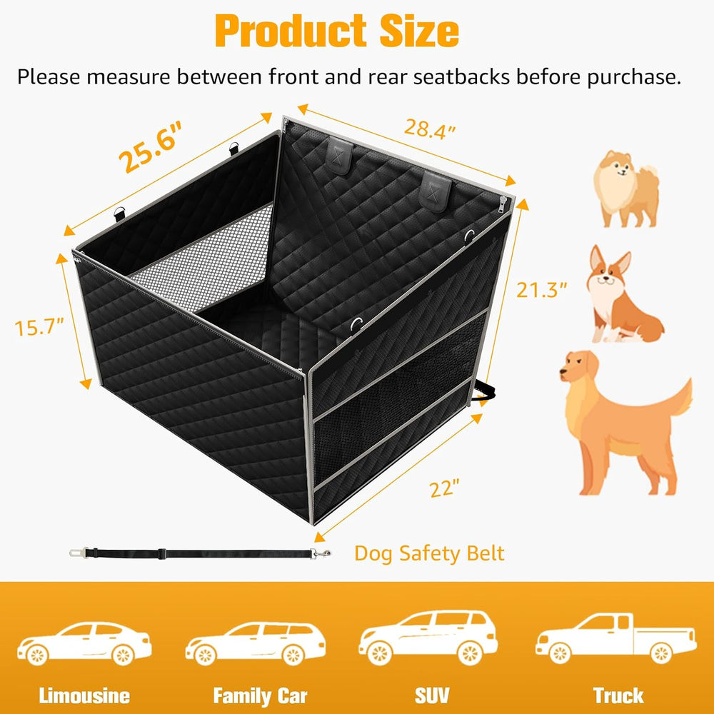PETICON Large Dog Car Seat, Back Seat Extender for Pets with Hard Bottom