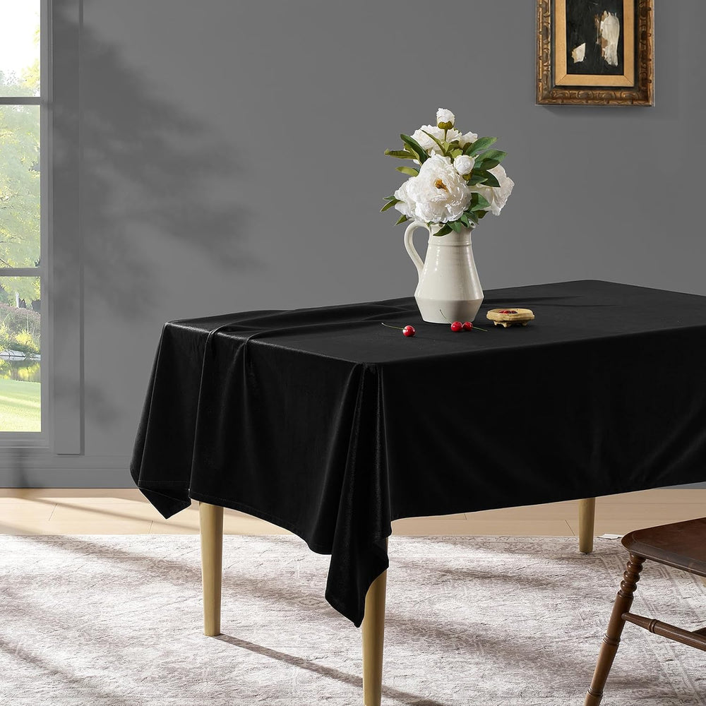 Gothic Black Velvet Rectangle Tablecloth: Halloween Luxury Table Cloth