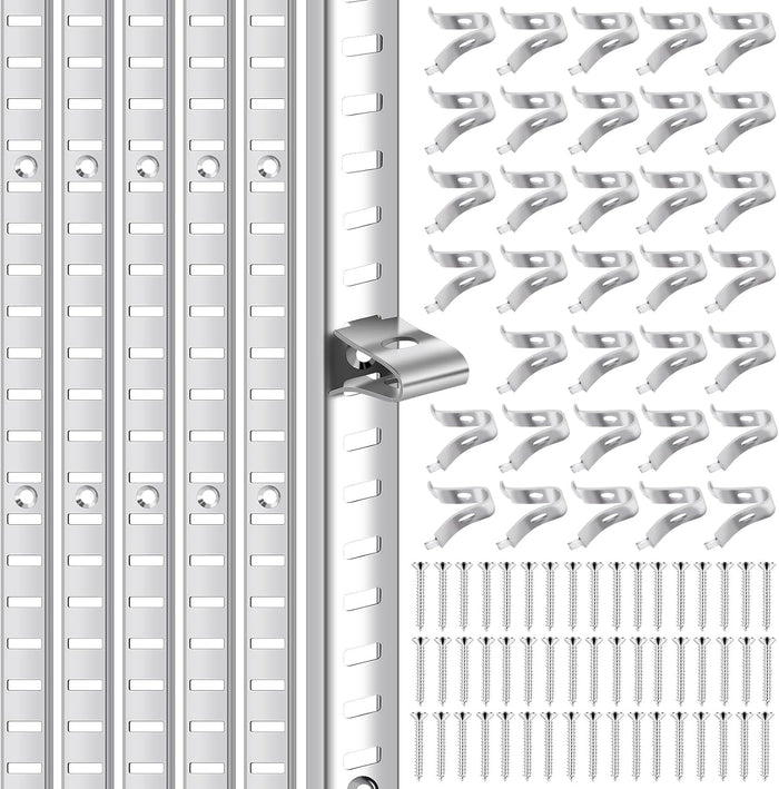 6 Pcs 36 Inch Metal Shelf Pilaster and 36 Pcs Shelf Clips