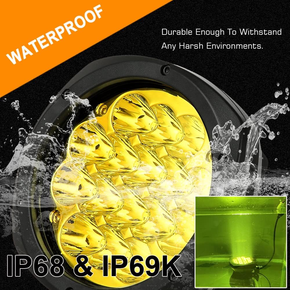 BIGLION.X 5 Inch Pair 160W Amber Round LED Offroad Lights 18800LM Amber Yello...