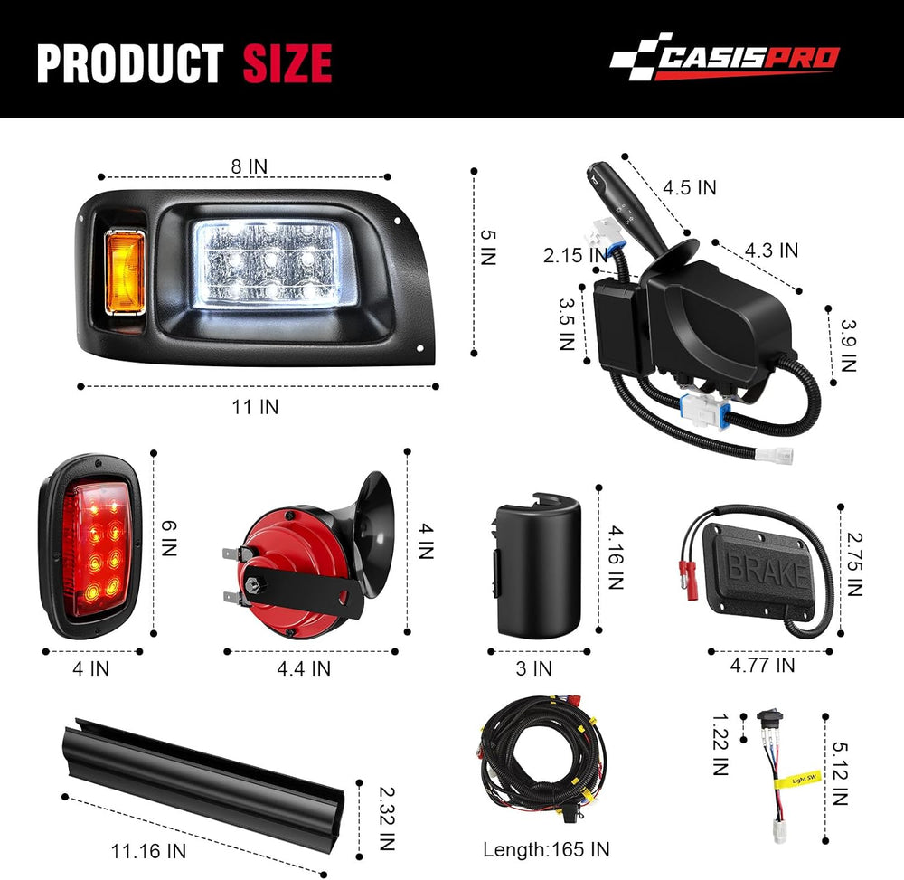 12V Deluxe Golf Cart Light Kit for Club Car DS 1993-UP, Street Legal Club Car...