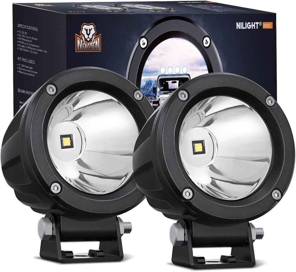 Nilight Motorcycle LED Pods 2 PCS 3 Inch Spot Round Offroad Fog Light 1065LM